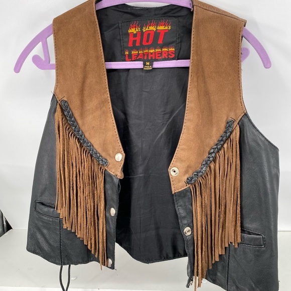 hot leathers Jackets & Blazers - Hot Leathers Brown and Black Fringe Vest